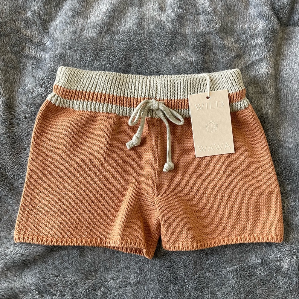 Wild Wawa Retro Knitted Shorts in Clay